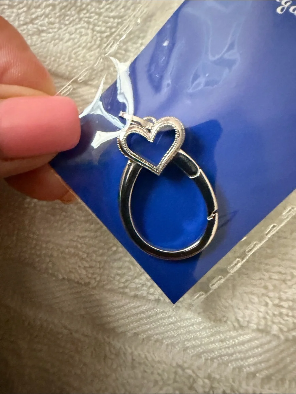 Origami Owl ~ Silver tone heart carabiner clip charm holder